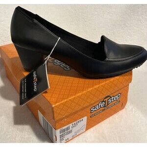 SafeTStep Women's Brittany Slip-Resistant Black Pump Heel shoe size 11